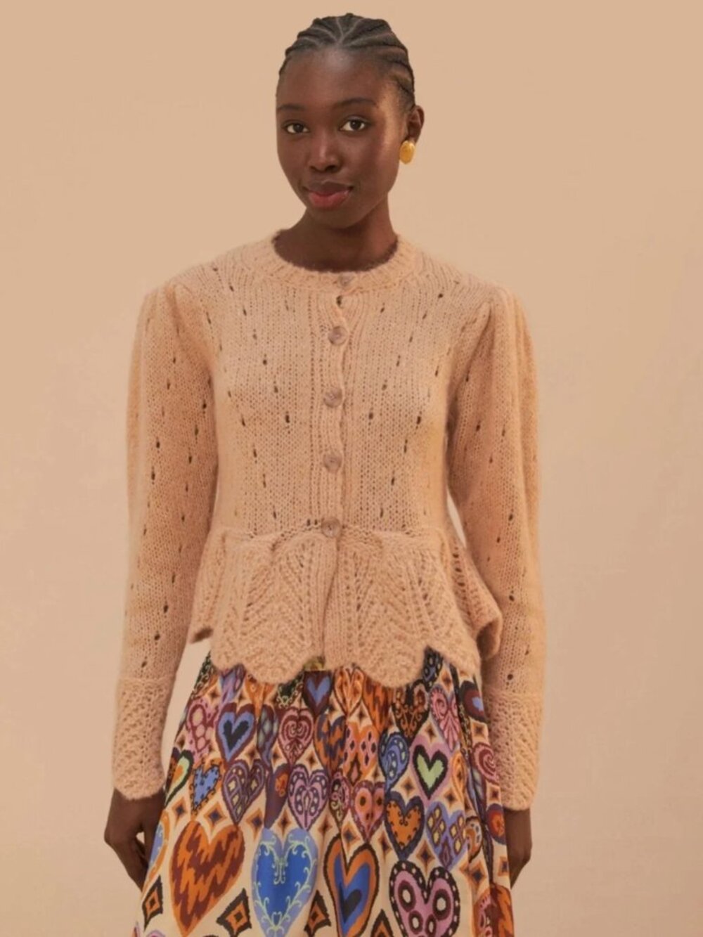 Farm Rio NW Sand Ruffle Knit Cardigan - Picture 3 of 6